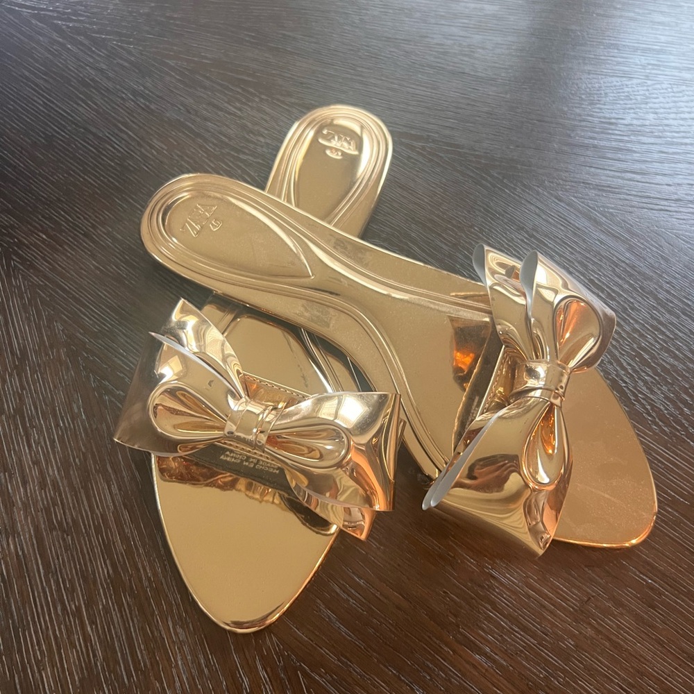 Gold Zara flat slippers